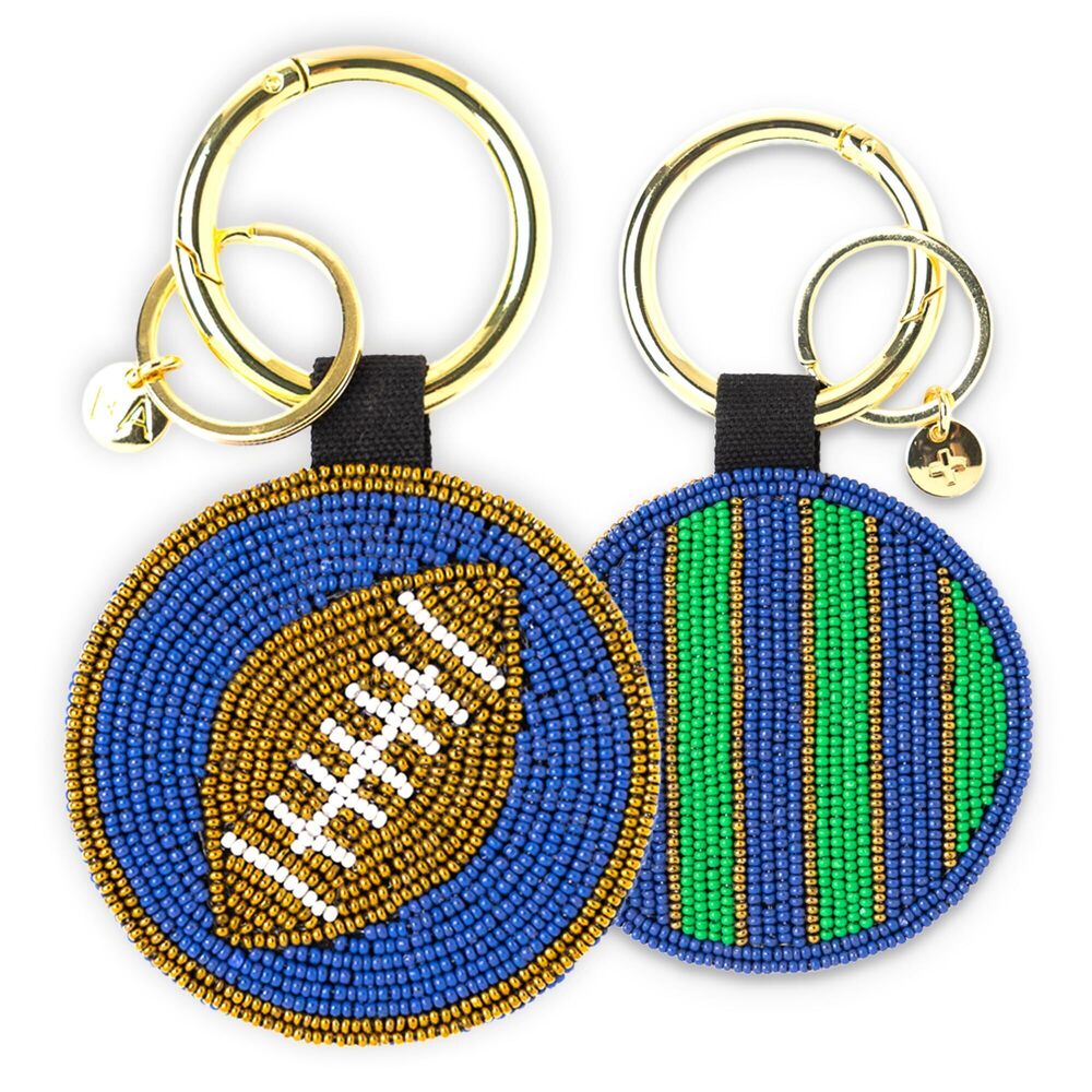 9194 Game Day Football Beaded Bag Charm – Handcrafted Keychain for Sports